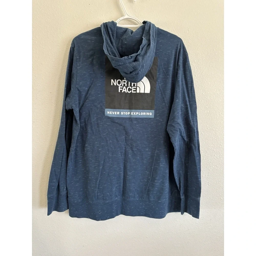 The North Face Hoodie Men's Large Blue Full Zip Logo Lightweight Sweatshirt